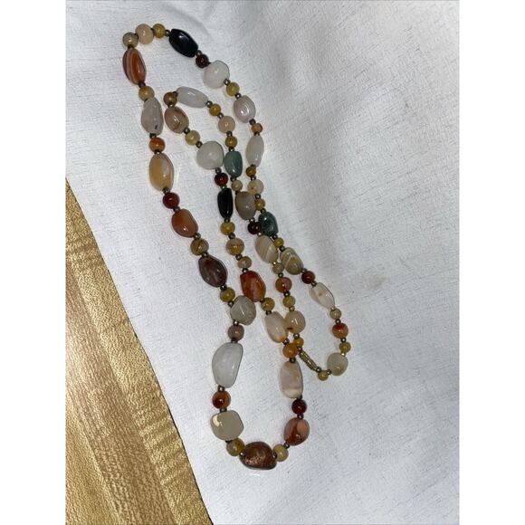 Handmade Natural Multi Stone Necklace Screw closure 36” Length - Picture 7 of 7